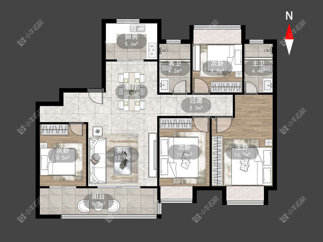 常州牡丹招商公园学府在租房源户型图_小牛看房