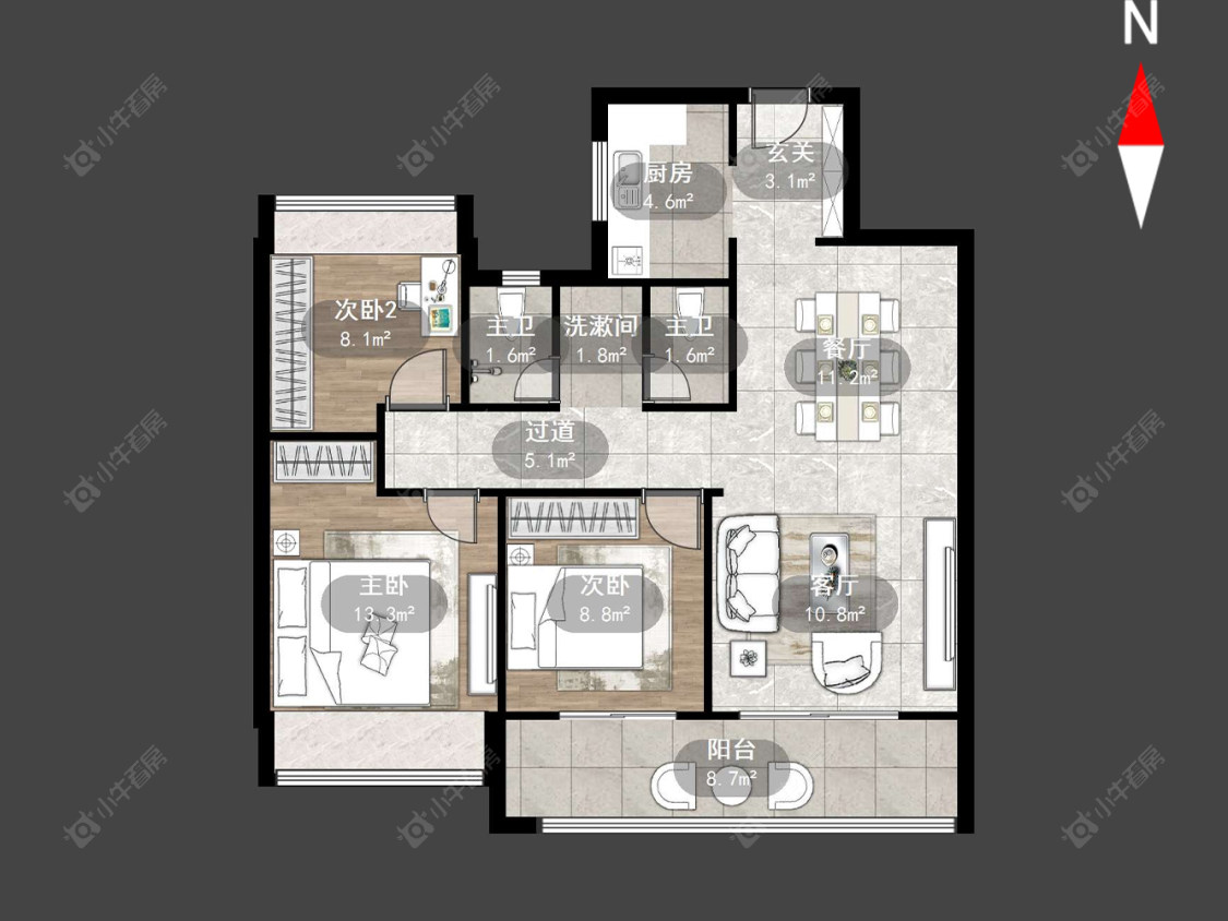 美的世茂云筑房源户型图 常州美的世茂云筑在售二手房源户型图_小牛看房