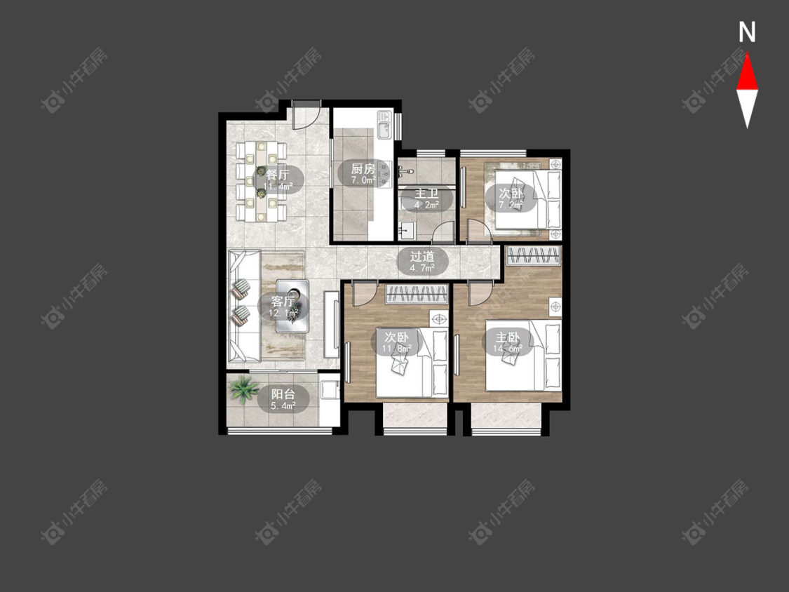 常州梧桐香郡二期在售二手房源户型图_小牛看房