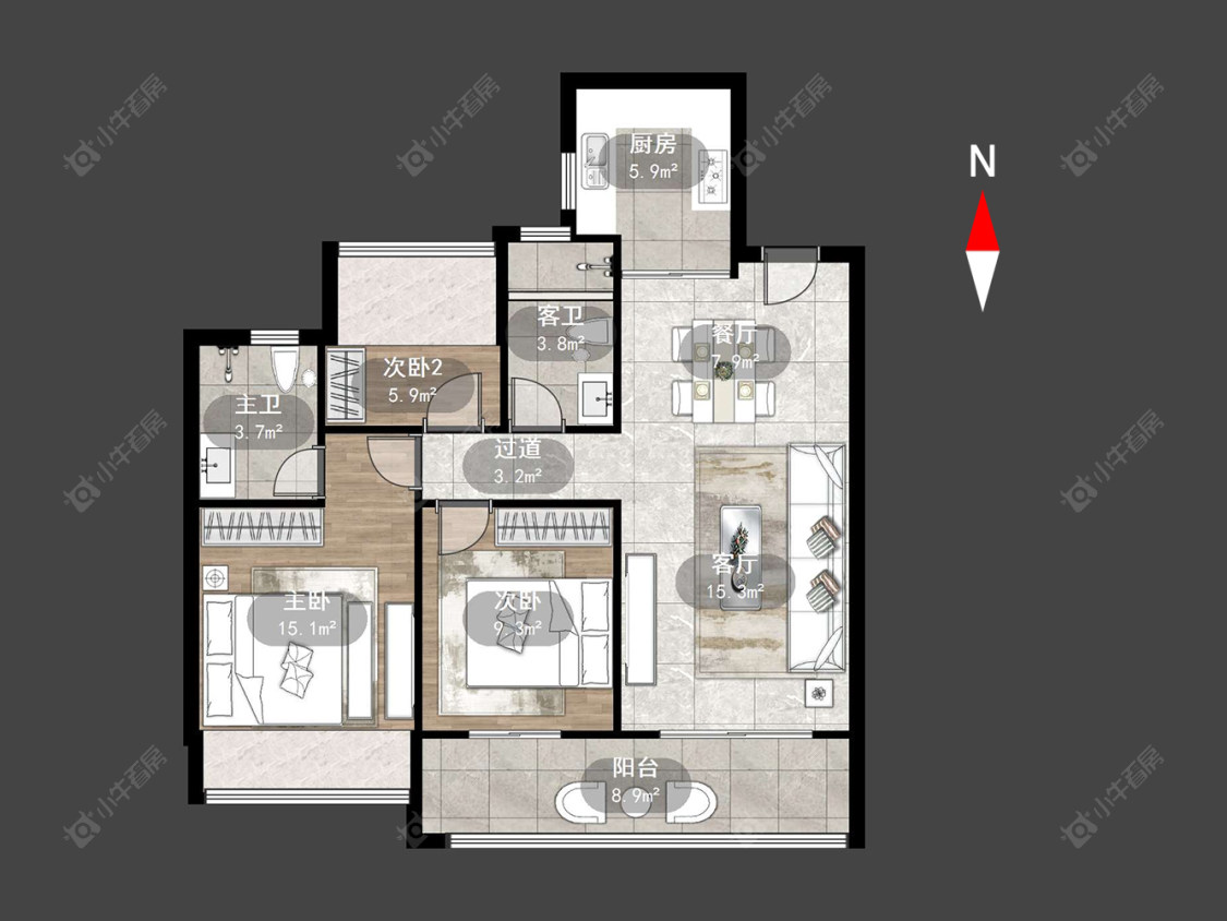 蓝光晶曜房源户型图 常州蓝光晶曜在售二手房源户型图_小牛看房