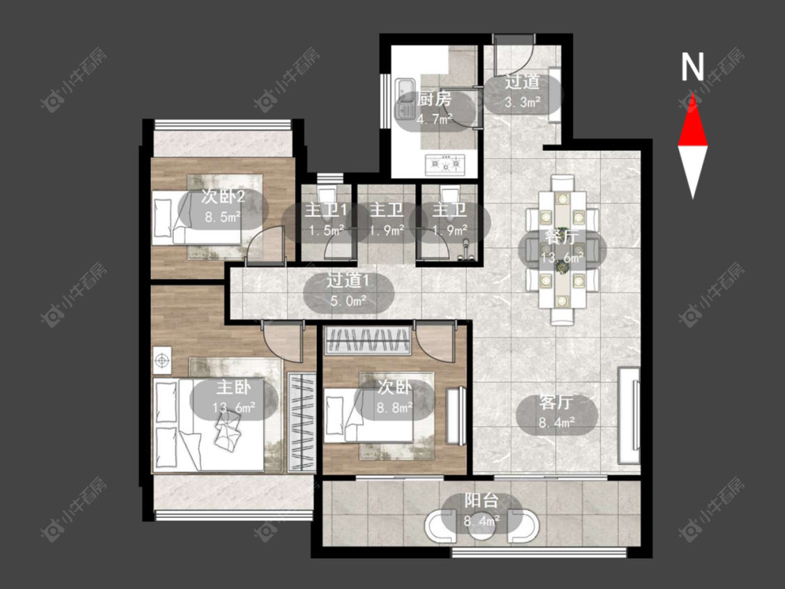 常州美的世茂云筑在售二手房源户型图_小牛看房