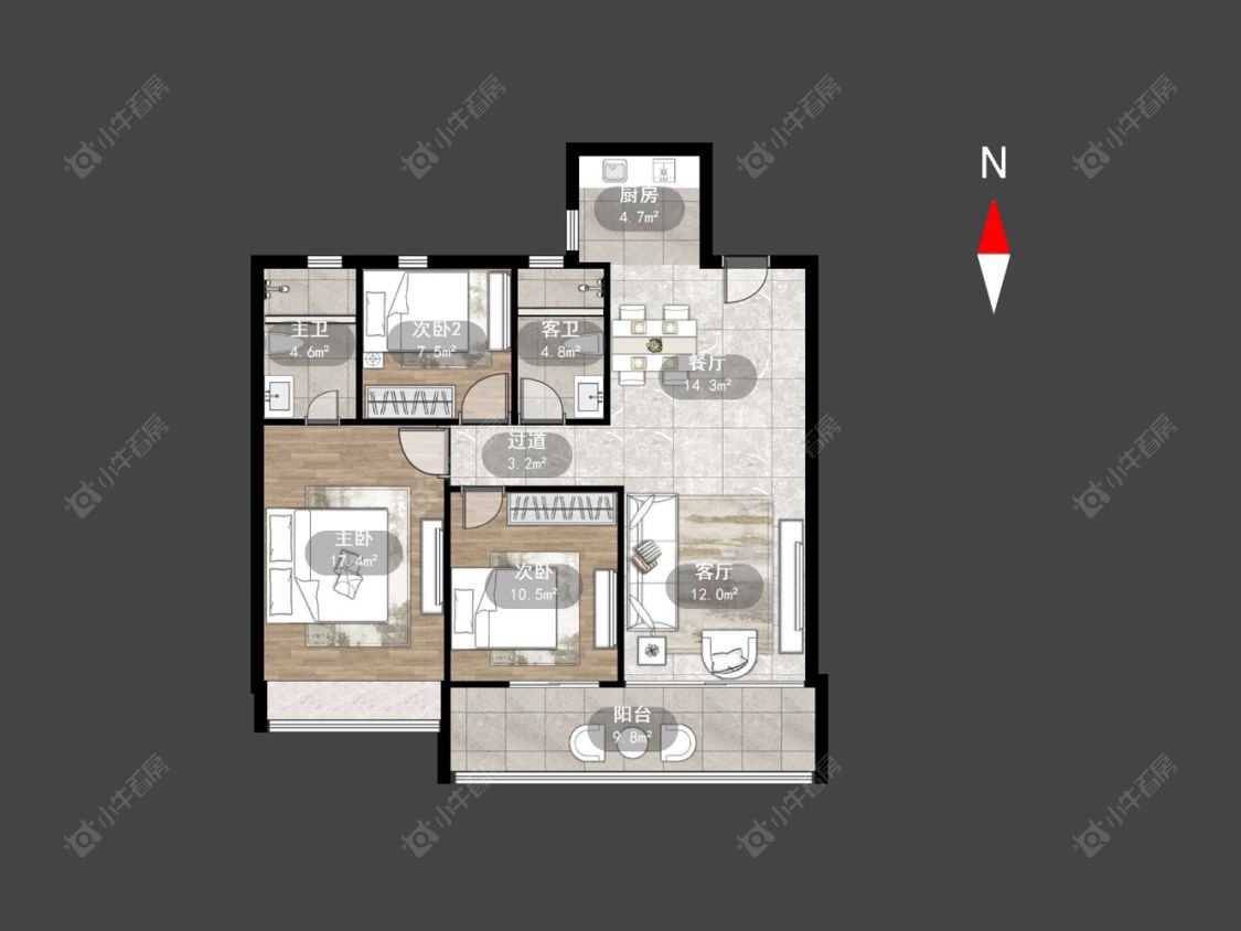 龙湖景粼天著房源户型图 常州龙湖景粼天著在售二手房源户型图_小牛看房
