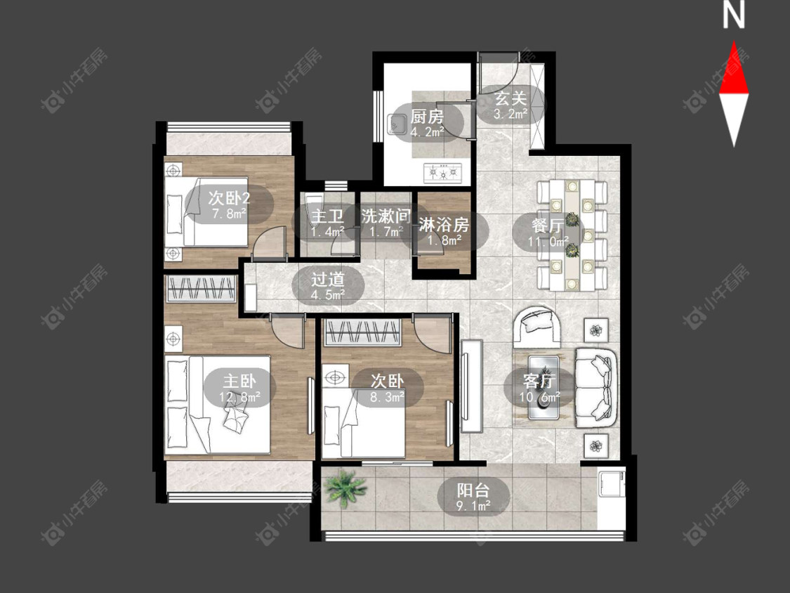 美的世茂云筑房源户型图 常州美的世茂云筑在售二手房源户型图_小牛看房