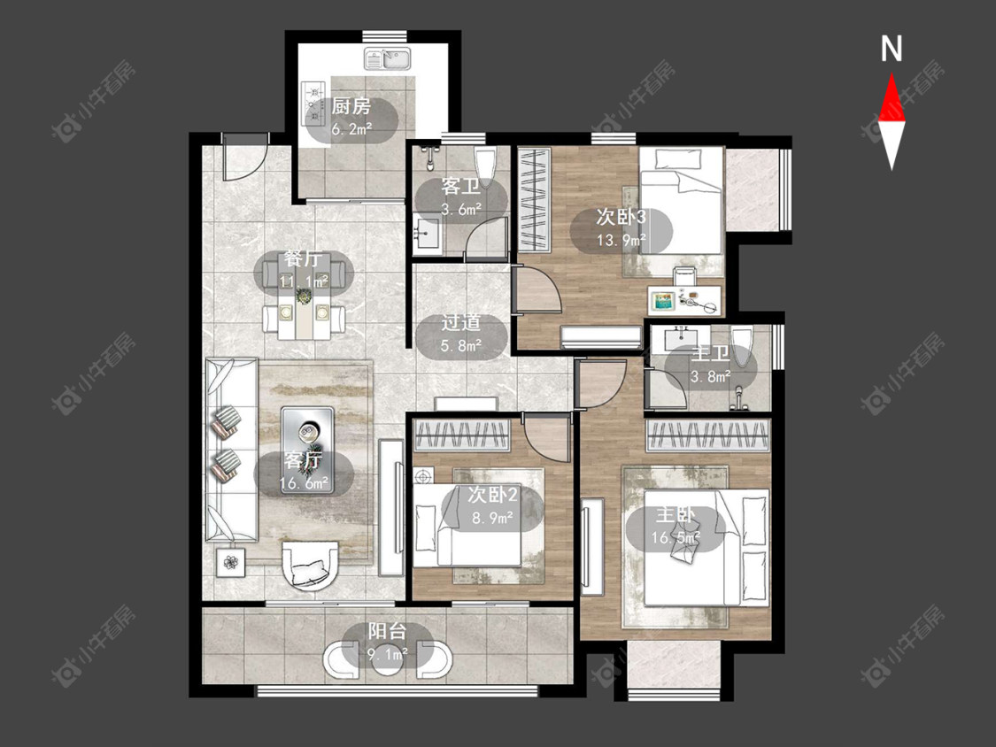 常州牡丹招商公园学府在售二手房源户型图_小牛看房