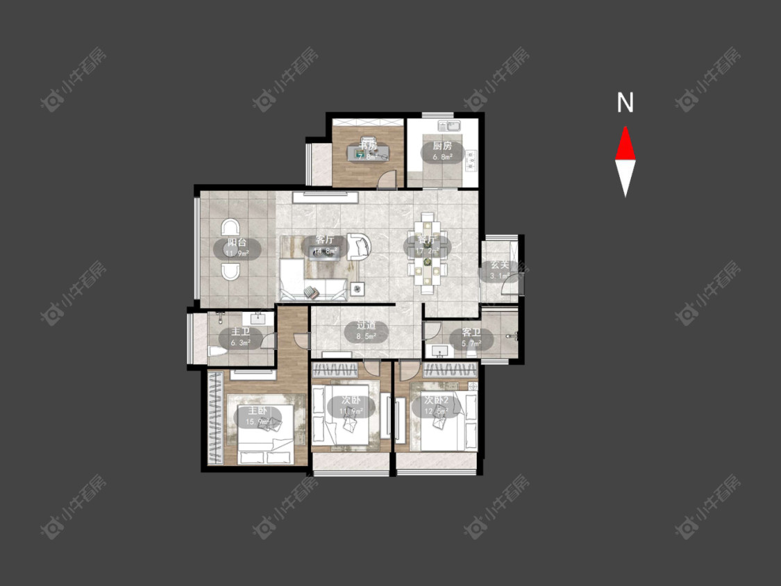 常州世茂香槟湖一期在售二手房源户型图_小牛看房