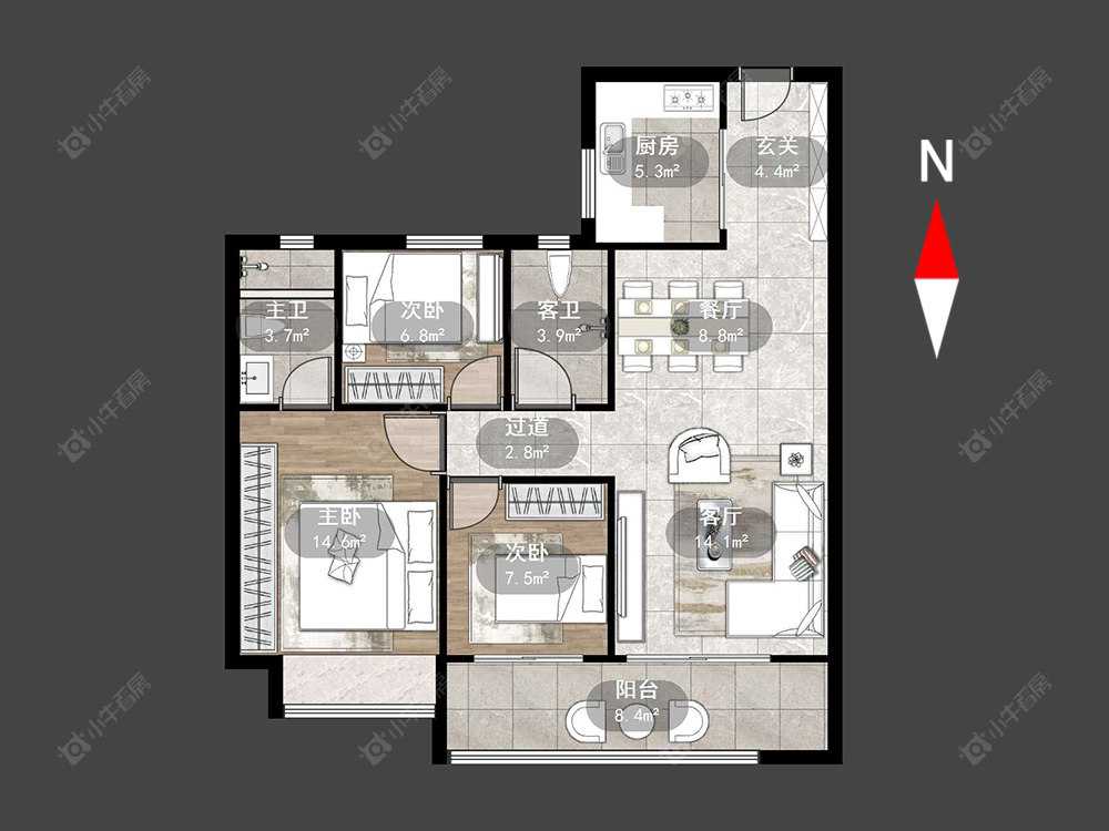 常州碧桂园都市森林在售二手房源户型图_小牛看房