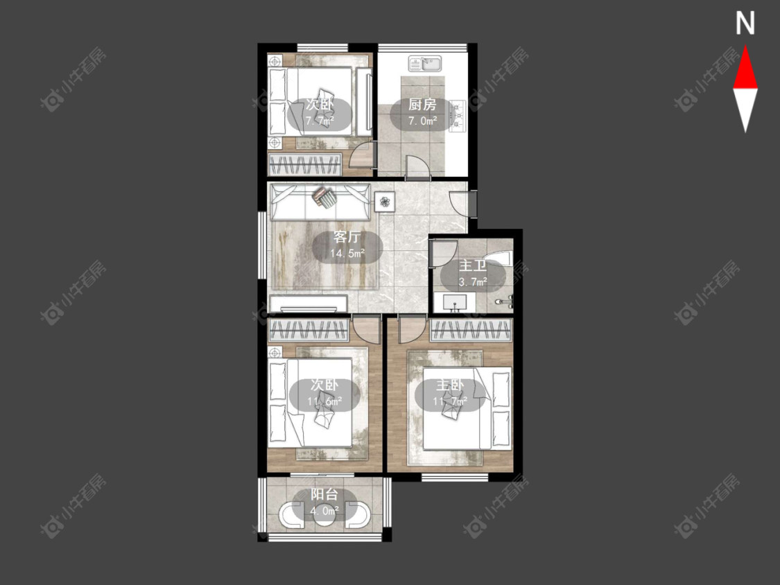常州西新桥三村在售二手房源户型图_小牛看房