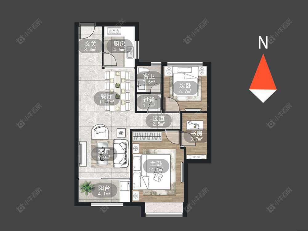 常州路劲城市主场在售二手房源户型图_小牛看房