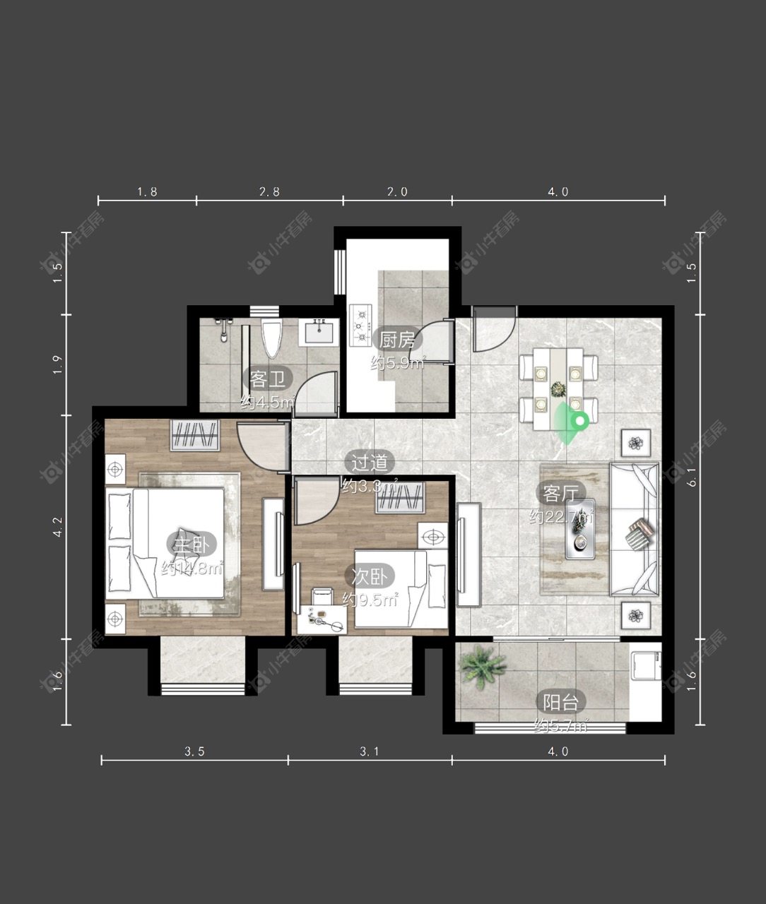 常州香树湾馨苑在租房源户型图_小牛看房