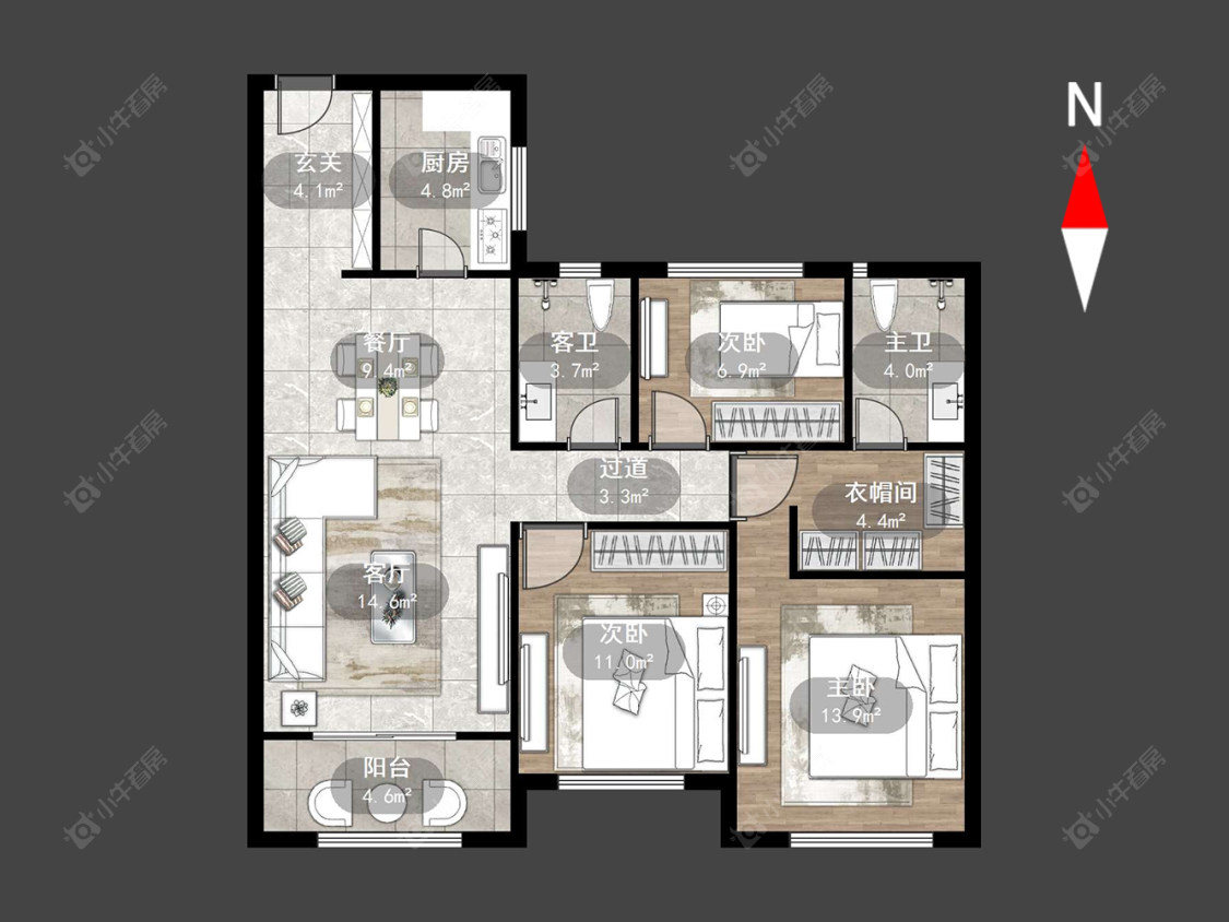 路劲城市主场房源户型图 常州路劲城市主场在售二手房源户型图_小牛看房