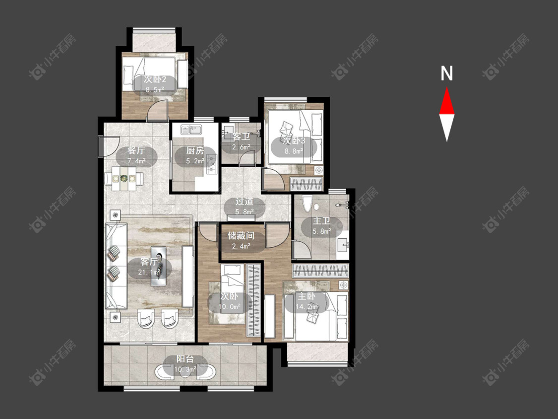 常州新城黑牡丹·世纪之光在售二手房源户型图_小牛看房
