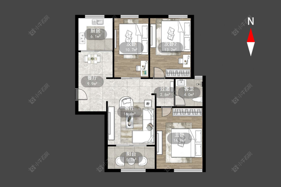常州吾悦广场北区在售二手房源户型图_小牛看房