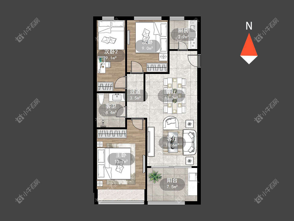 常州玉兰广场二期在租房源户型图_小牛看房