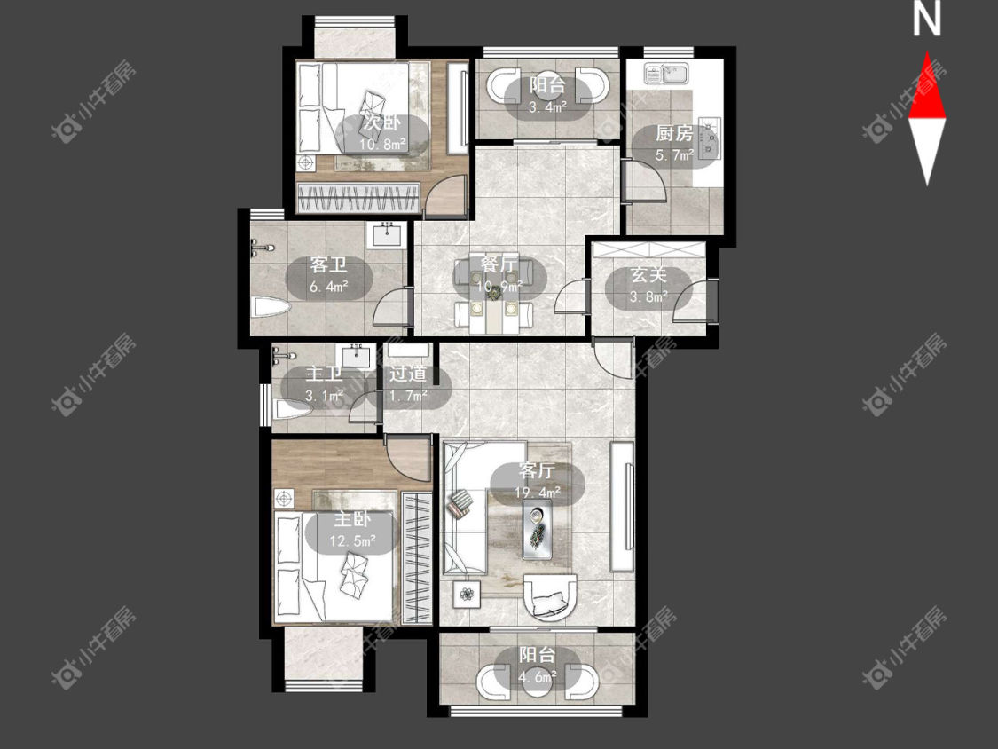 常州豪景家园在租房源户型图_小牛看房