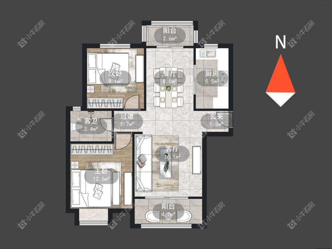 常州平岗星苑一期在租房源户型图_小牛看房