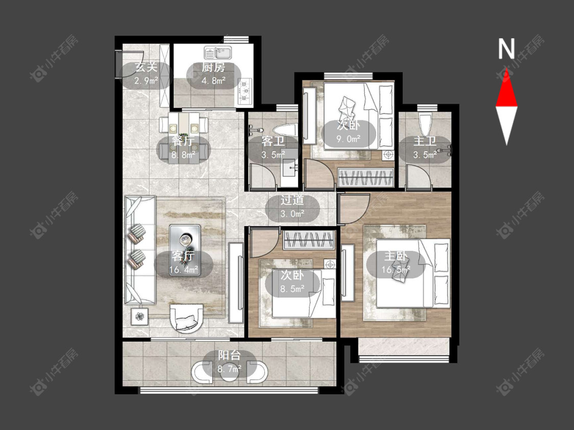 常州中梁金科启宸在售二手房源户型图_小牛看房
