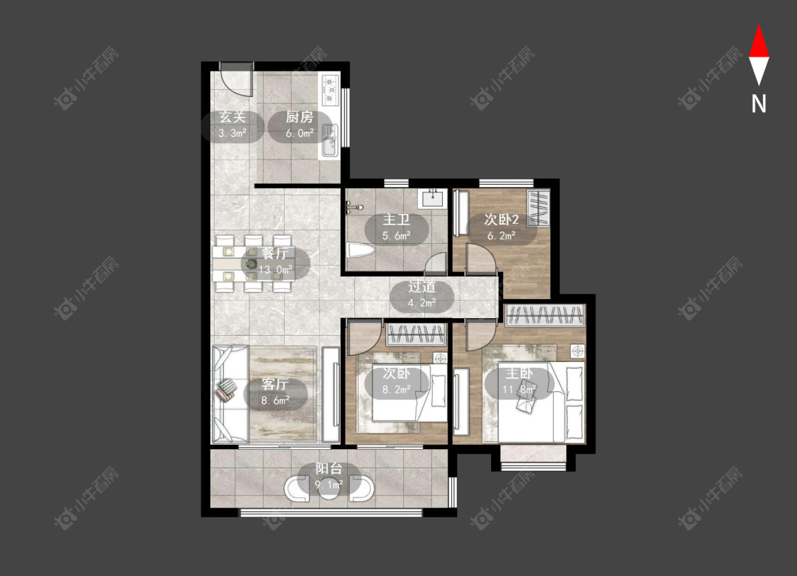 常州九洲玺在售二手房源户型图_小牛看房