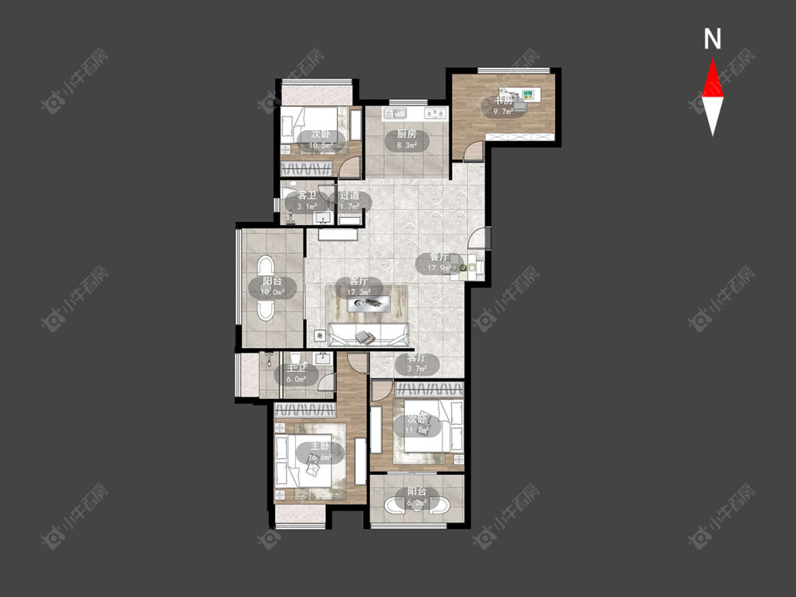 常州世茂香槟湖四期在售二手房源户型图_小牛看房