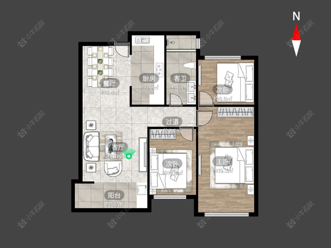常州龙湖香醍漫步南区在售二手房源户型图_小牛看房
