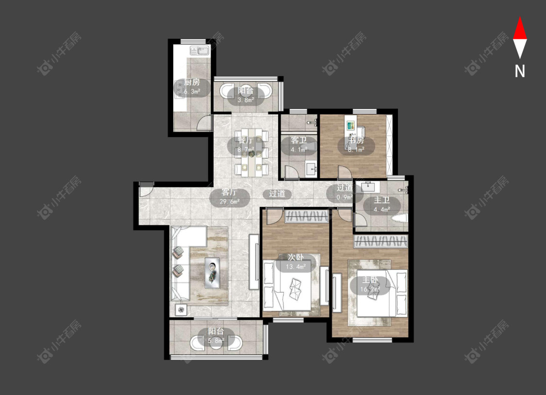 常州天安河滨花园在售二手房源户型图_小牛看房