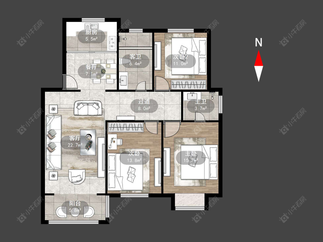 常州新闸花苑在售二手房源户型图_小牛看房