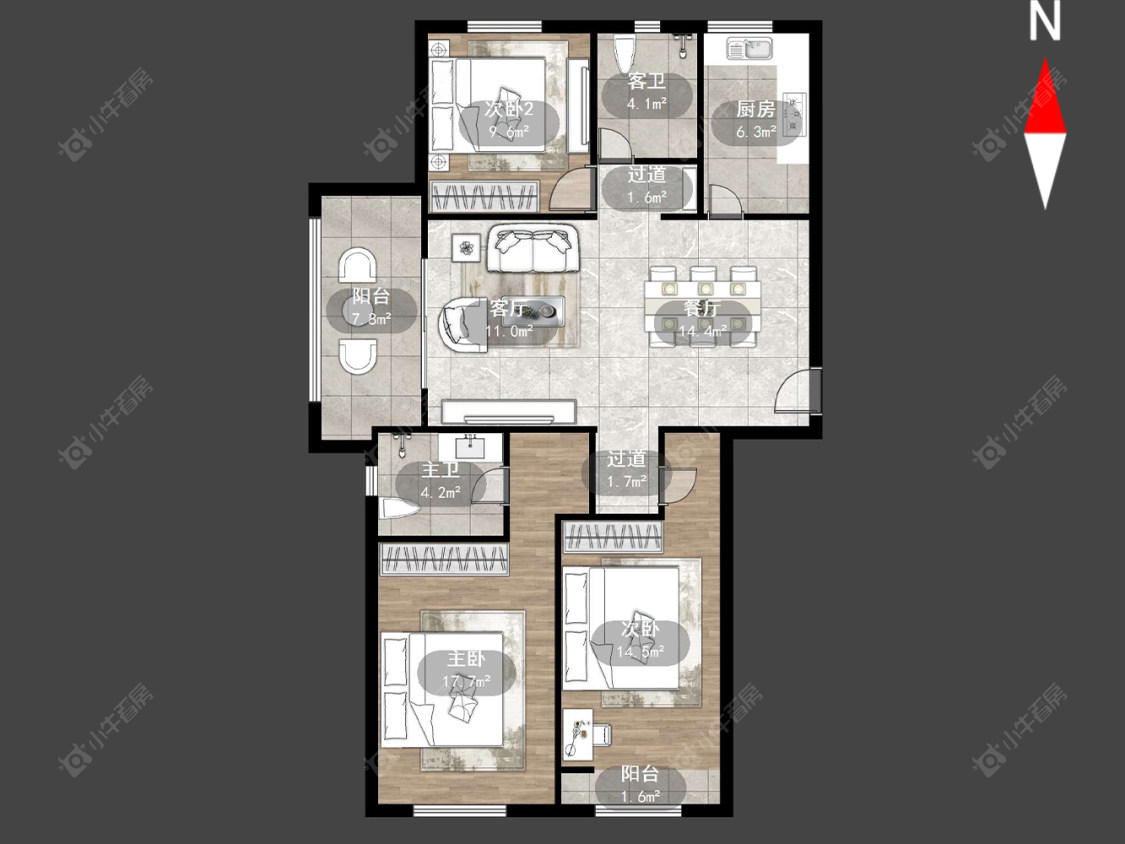 常州公园壹号四期在售二手房源户型图_小牛看房