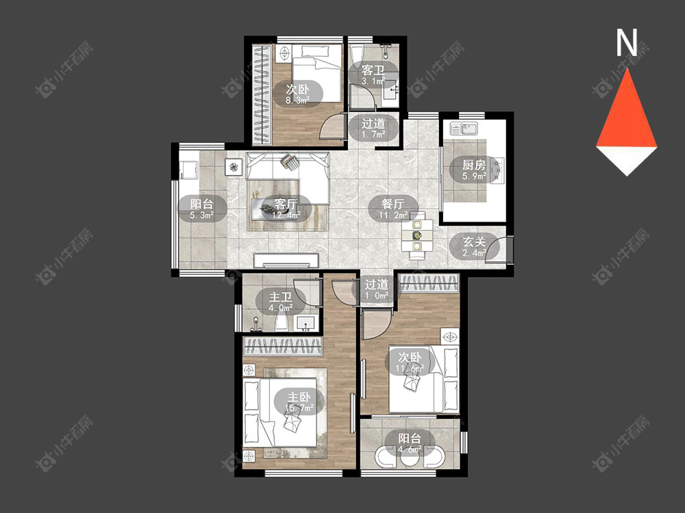 莱蒙城铂晶房源户型图 常州莱蒙城铂晶在售二手房源户型图_小牛看房