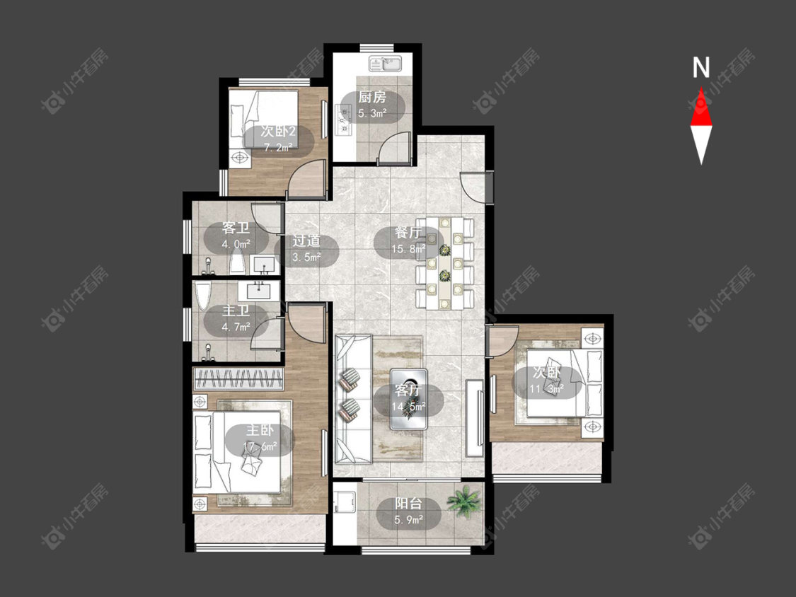 凤凰湖西苑房源户型图 常州凤凰湖西苑在售二手房源户型图_小牛看房