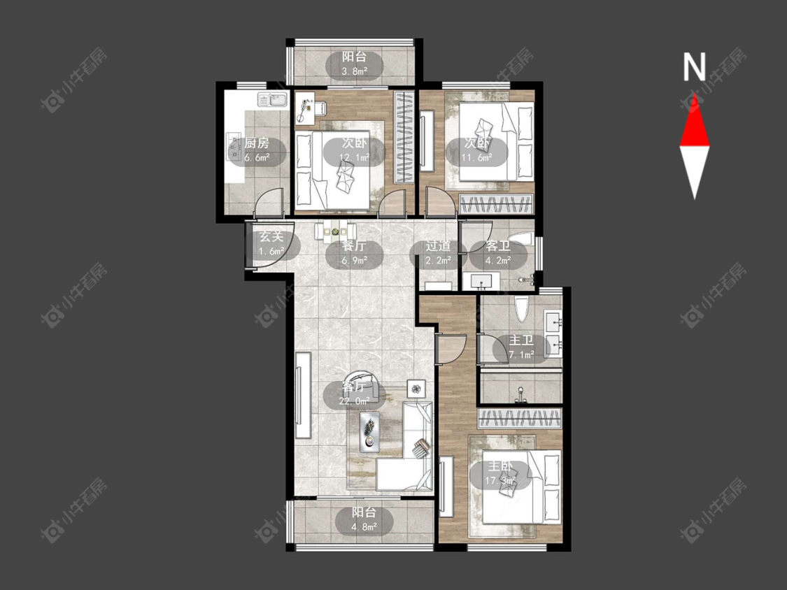 龙德花园房源户型图 常州龙德花园在售二手房源户型图_小牛看房