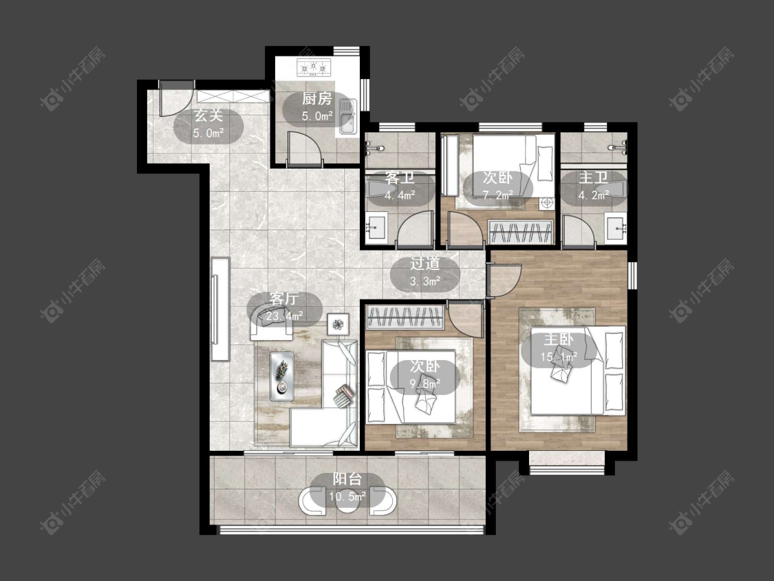 融创华南映房源户型图 丹阳融创华南映在售二手房源户型图_小牛看房