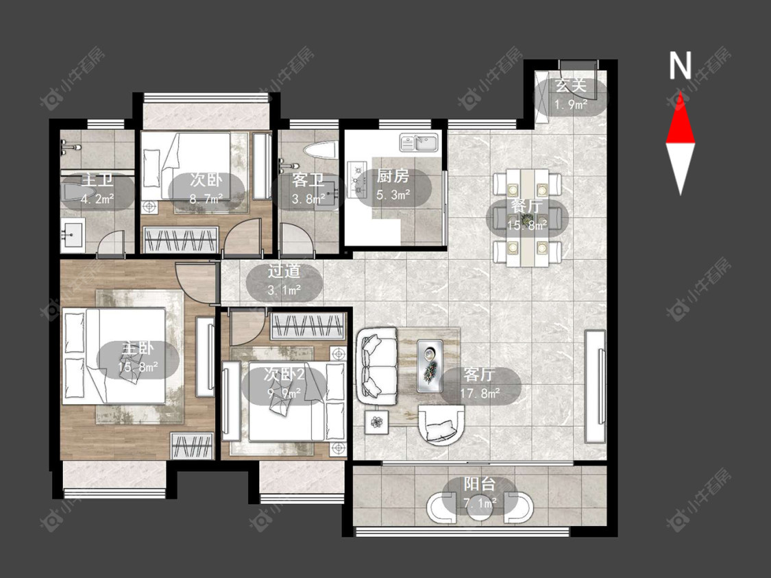 星河时代房源户型图 常州星河时代在售二手房源户型图_小牛看房