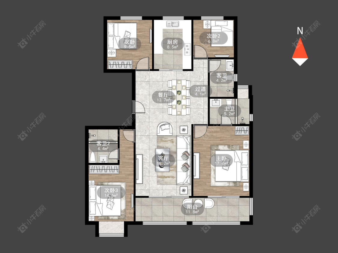 常州美的国宾府在售二手房源户型图_小牛看房