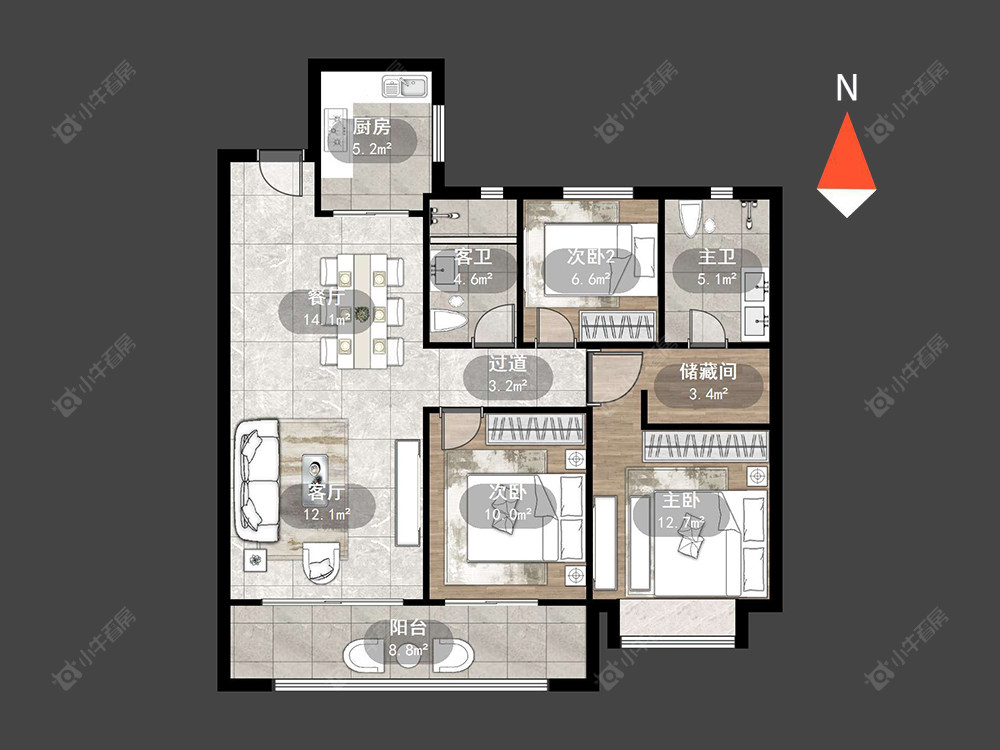 常州景瑞宸运天赋在售二手房源户型图_小牛看房