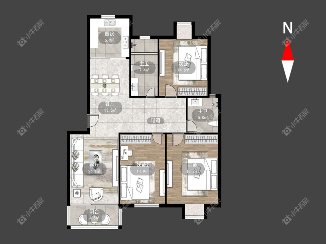 常州太湖明珠苑南苑在租房源户型图_小牛看房