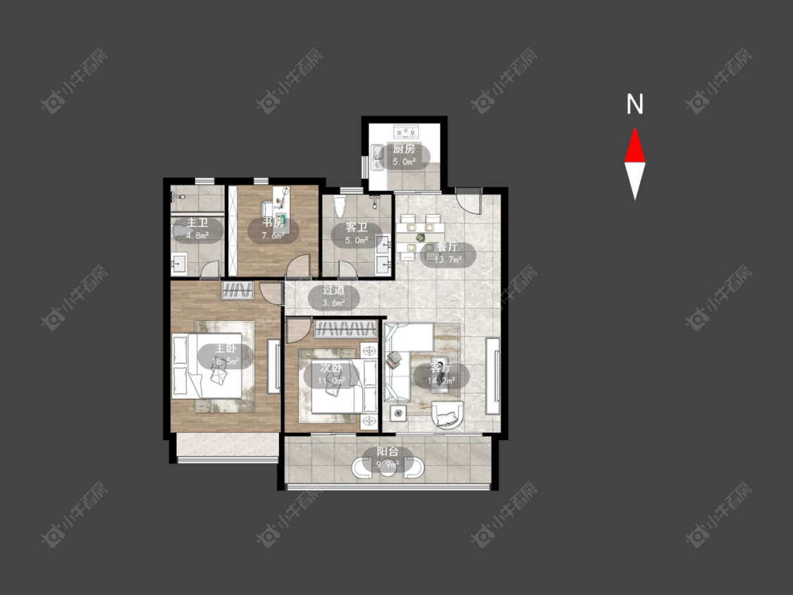 常州龙湖景粼天著在售二手房源户型图_小牛看房