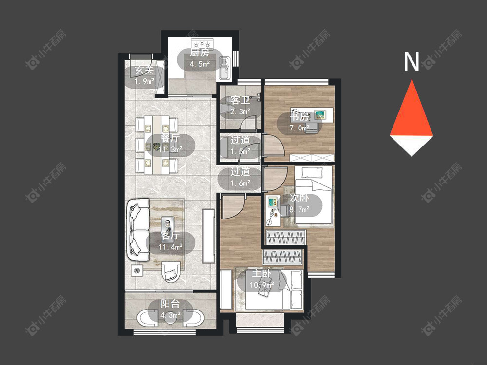 常州龙湖龙誉城二期在售二手房源户型图_小牛看房