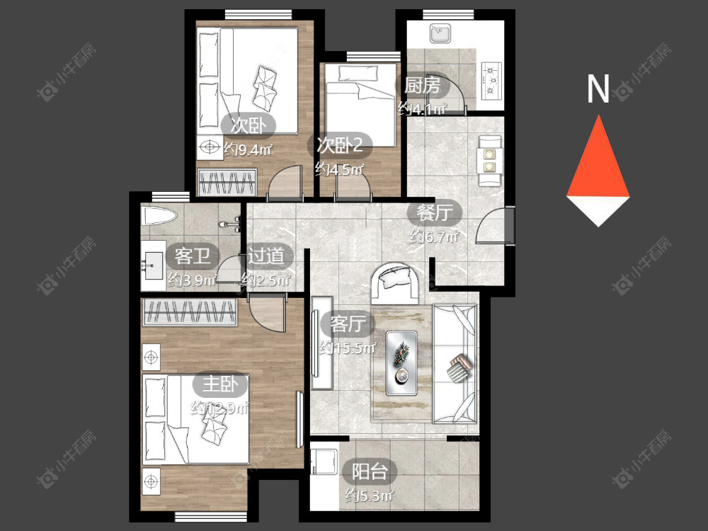 常州新城香溢澜桥一期在售二手房源户型图_小牛看房
