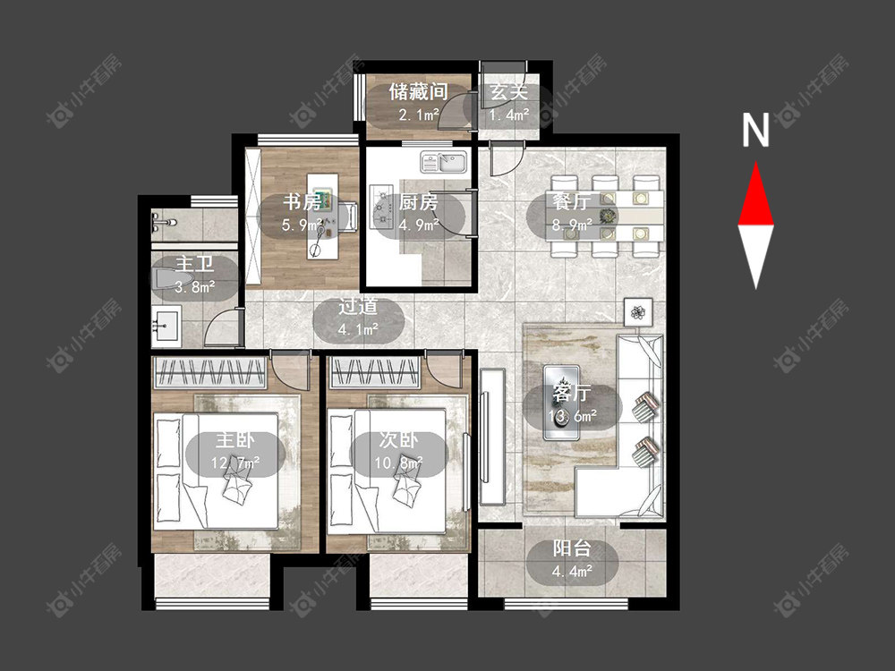 常州招商花园城在售二手房源户型图_小牛看房