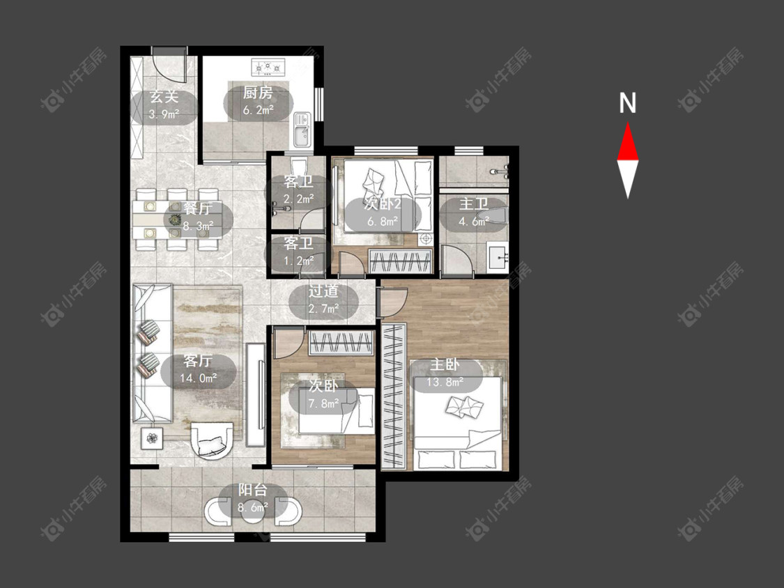 常州新城黑牡丹·世纪之光在售二手房源户型图_小牛看房