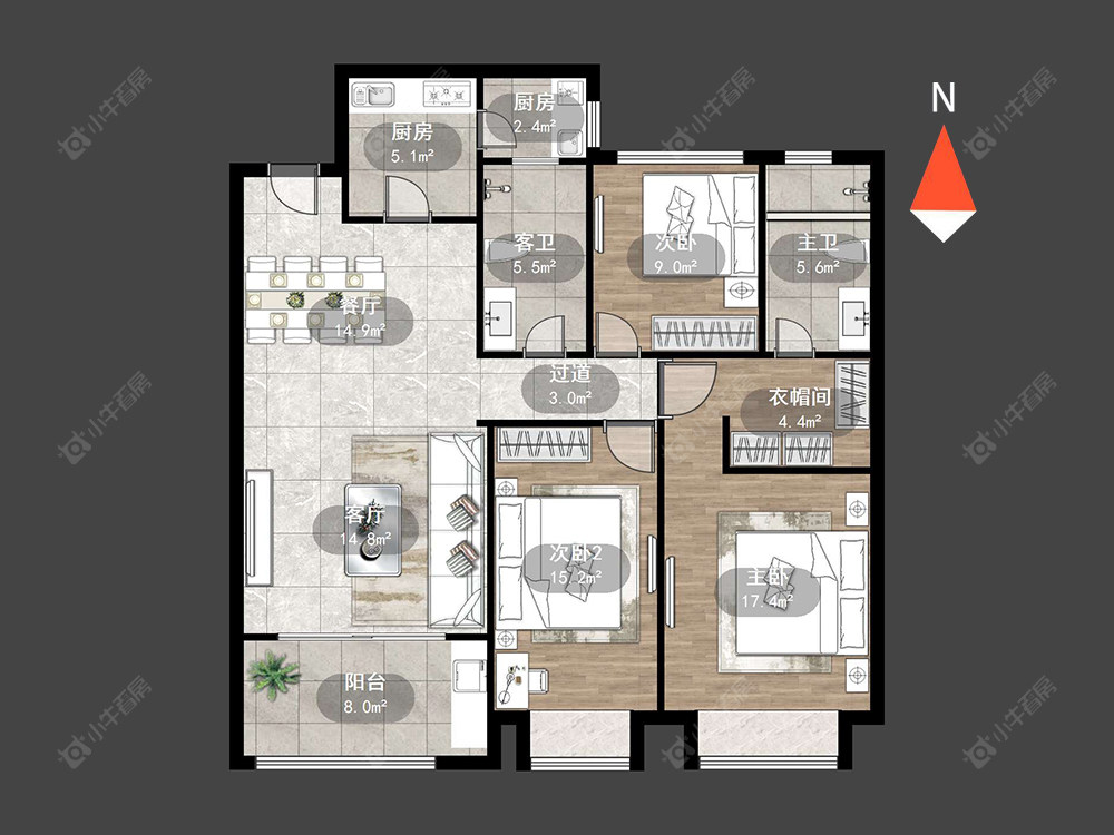 恒大御景房源户型图 常州恒大御景在售二手房源户型图_小牛看房