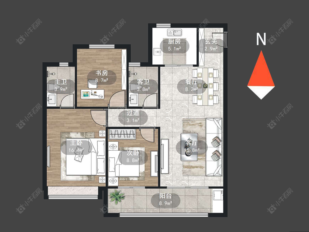 常州中梁金科启宸在售二手房源户型图_小牛看房