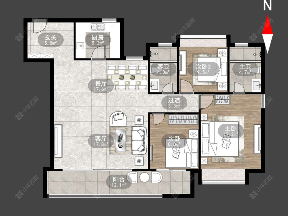 常州美的世茂云筑在售二手房源户型图_小牛看房