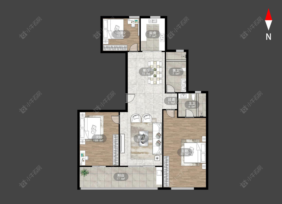 常州九洲新世界君玺在售二手房源户型图_小牛看房