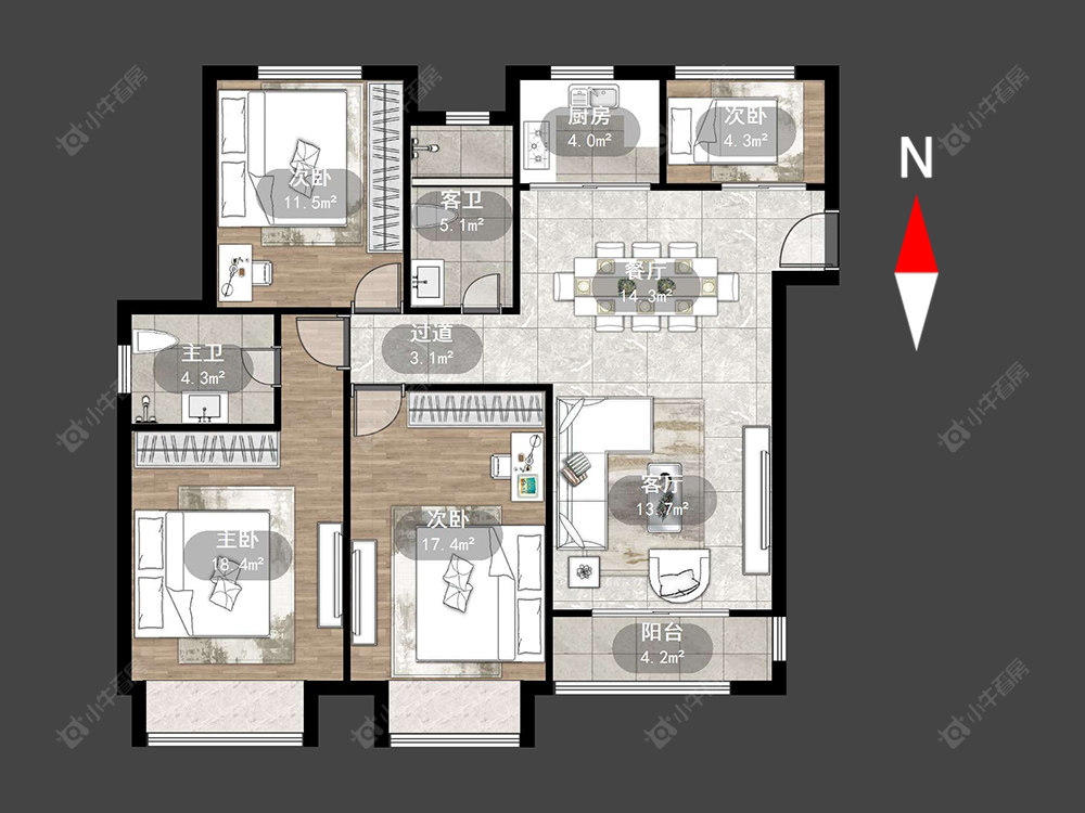 常州津通雅苑在售二手房源户型图_小牛看房
