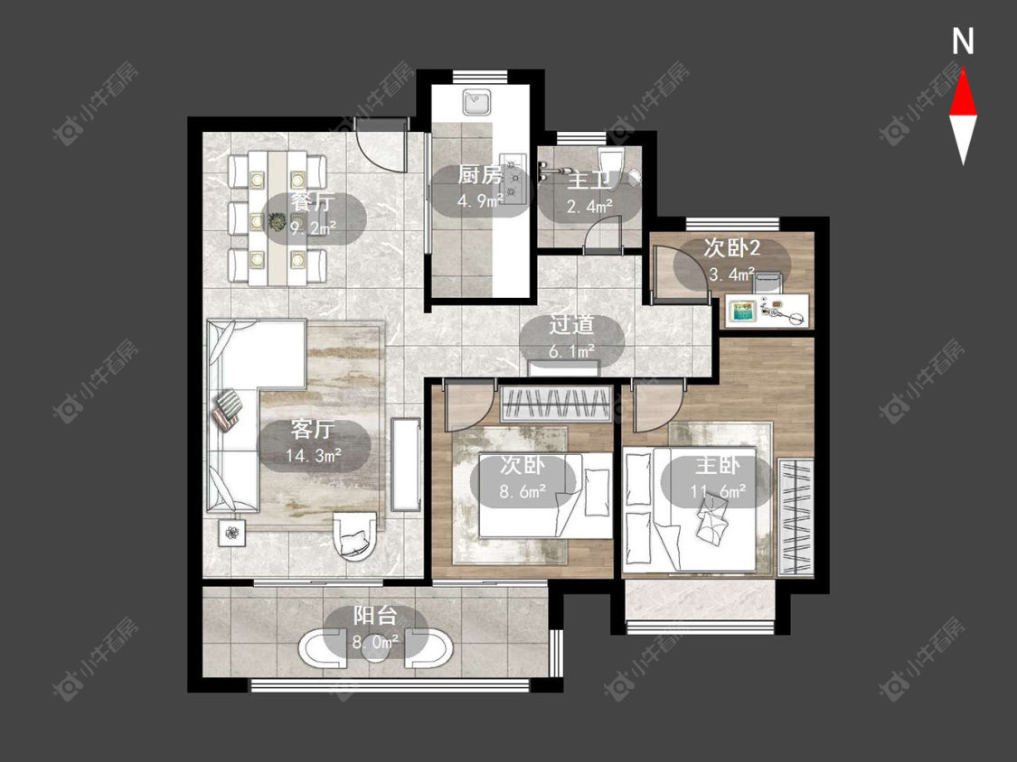 常州中南红玺台在售二手房源户型图_小牛看房
