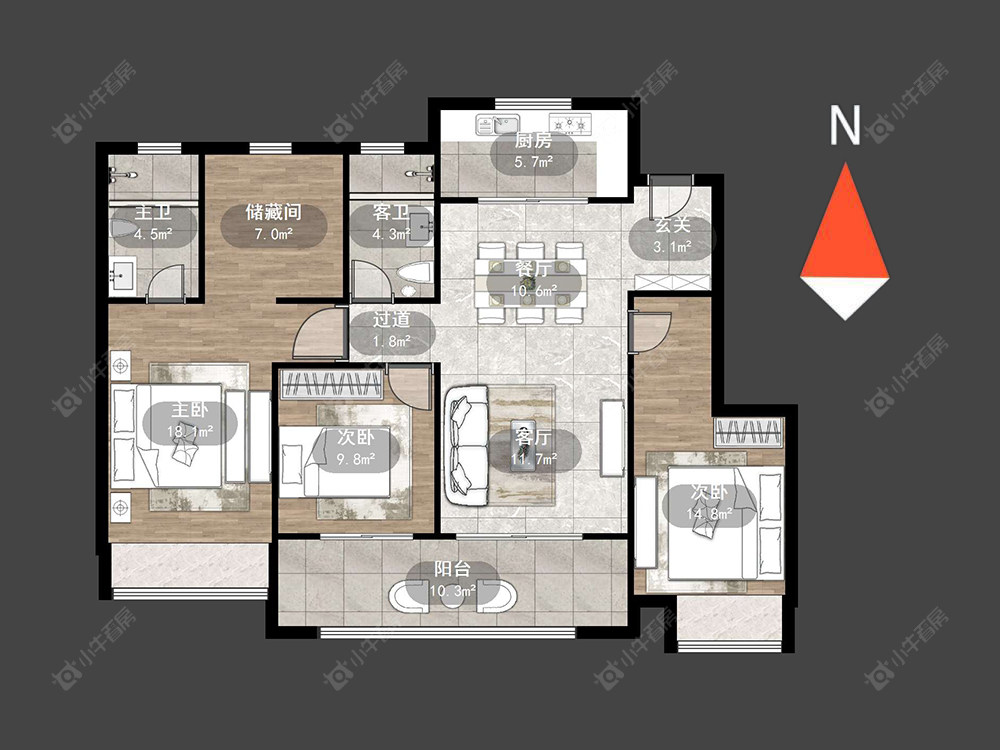 常州新城路劲·西岸时光在售二手房源户型图_小牛看房