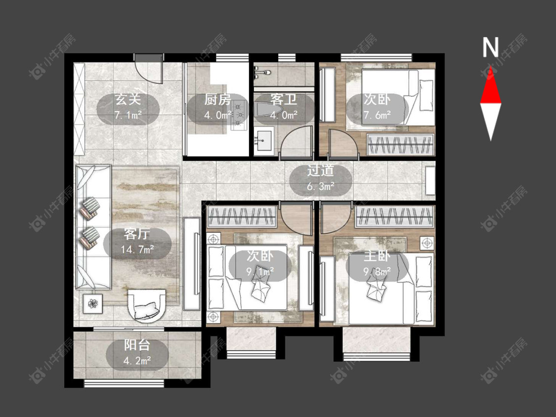 常州龙湖龙誉城四期在售二手房源户型图_小牛看房