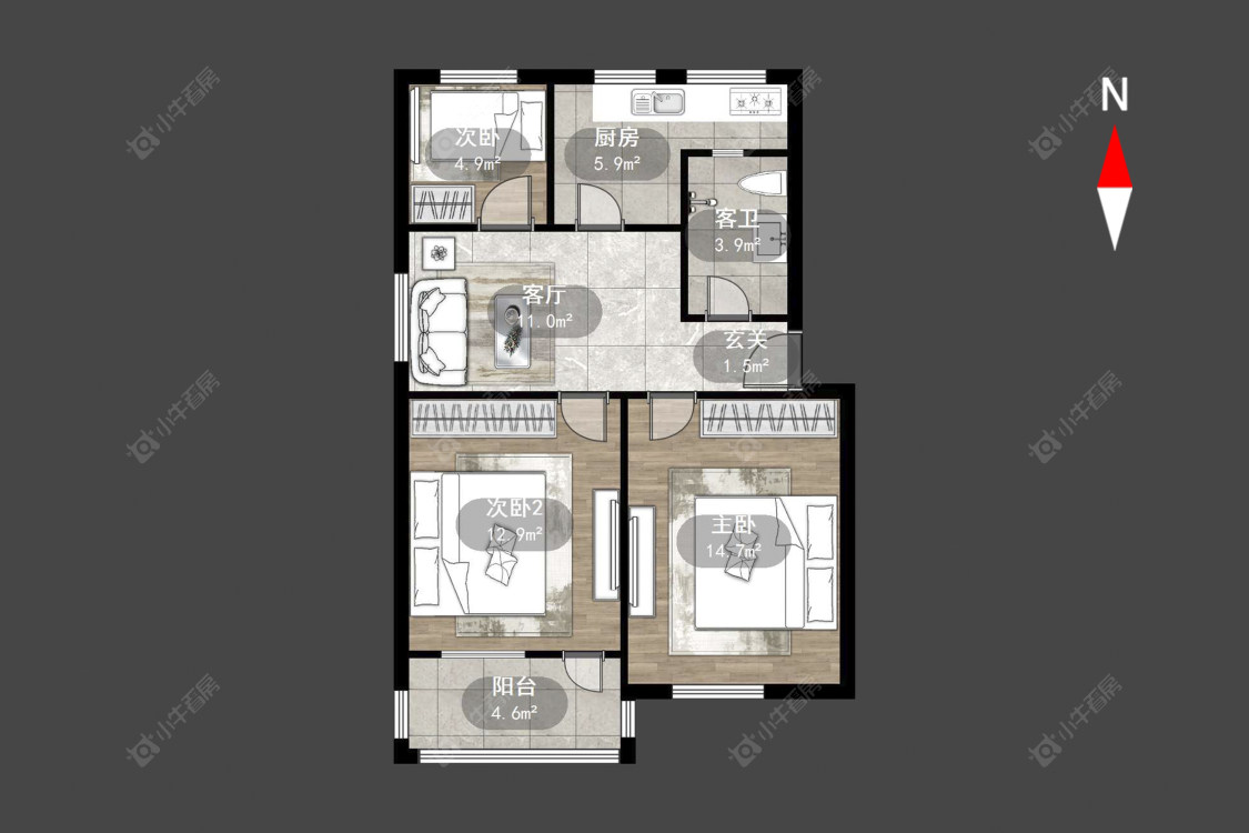 常州湖塘花园新村在售二手房源户型图_小牛看房