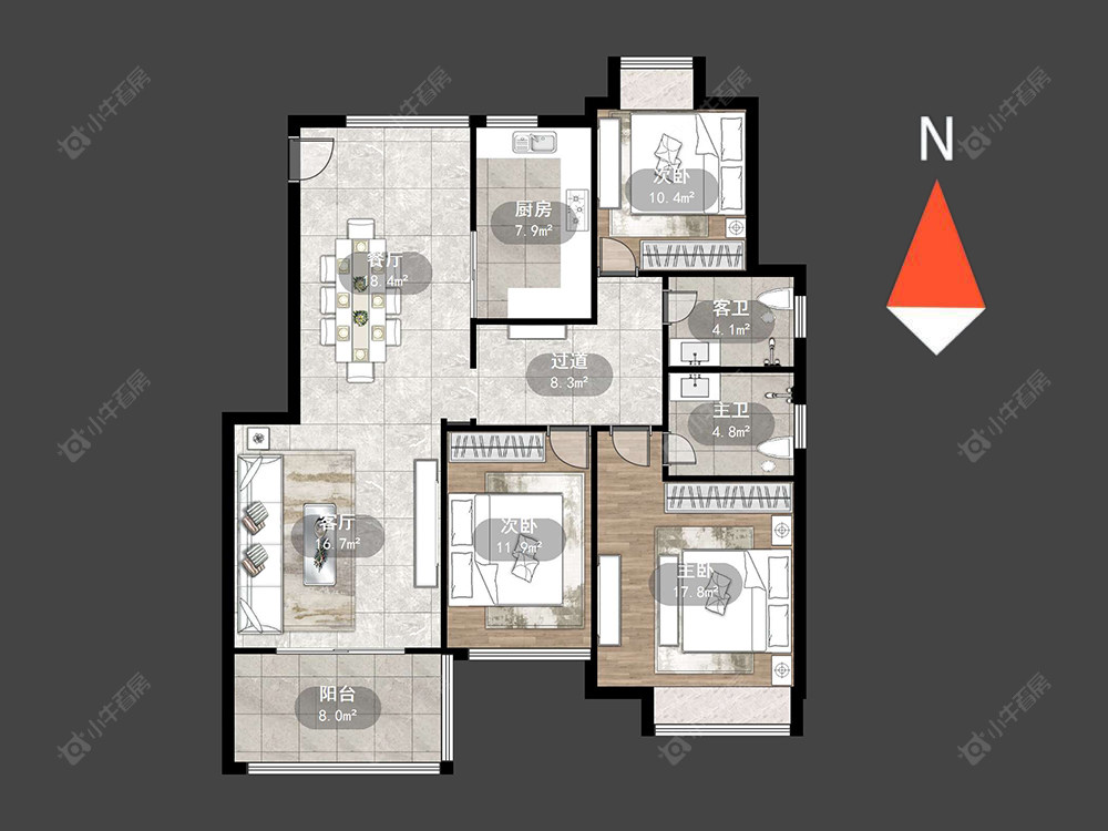 九洲豪廷苑房源户型图 常州九洲豪廷苑在售二手房源户型图_小牛看房