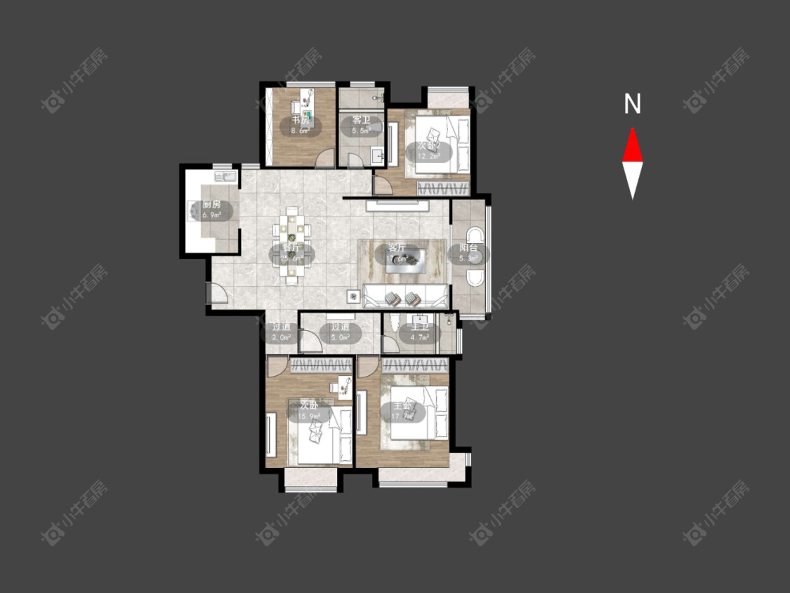 常州世茂香槟湖三期在售二手房源户型图_小牛看房